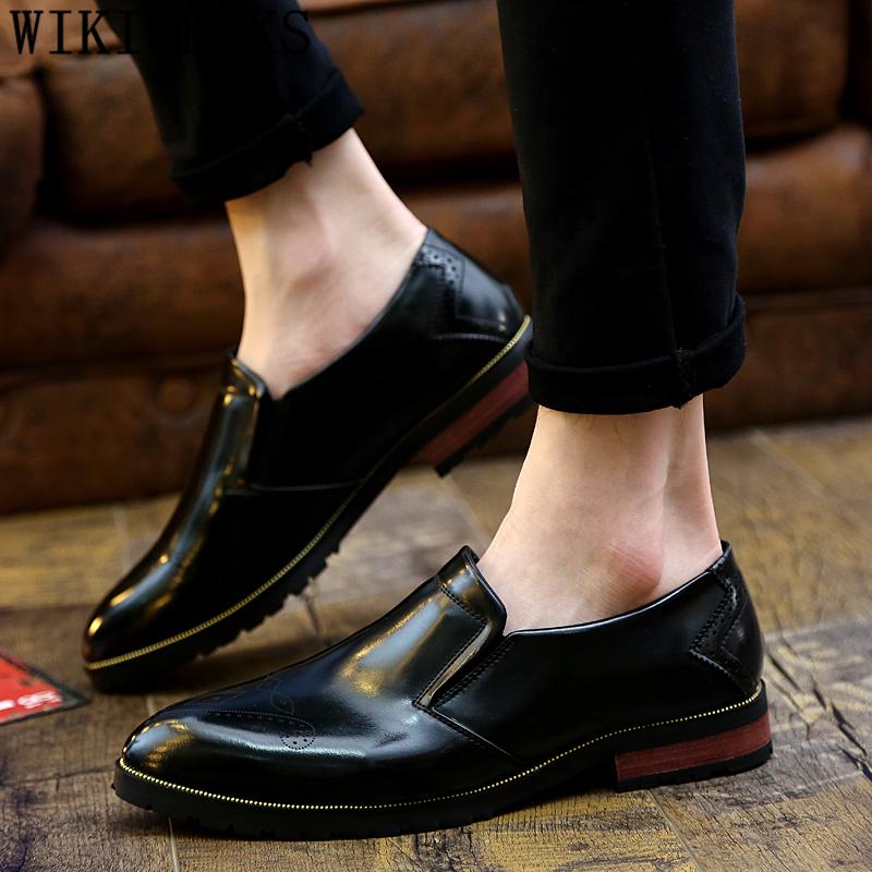 Изображение товара: Мужские деловые туфли-броги, Классические Кожаные Туфли-оксфорды в итальянском стиле, без застежки