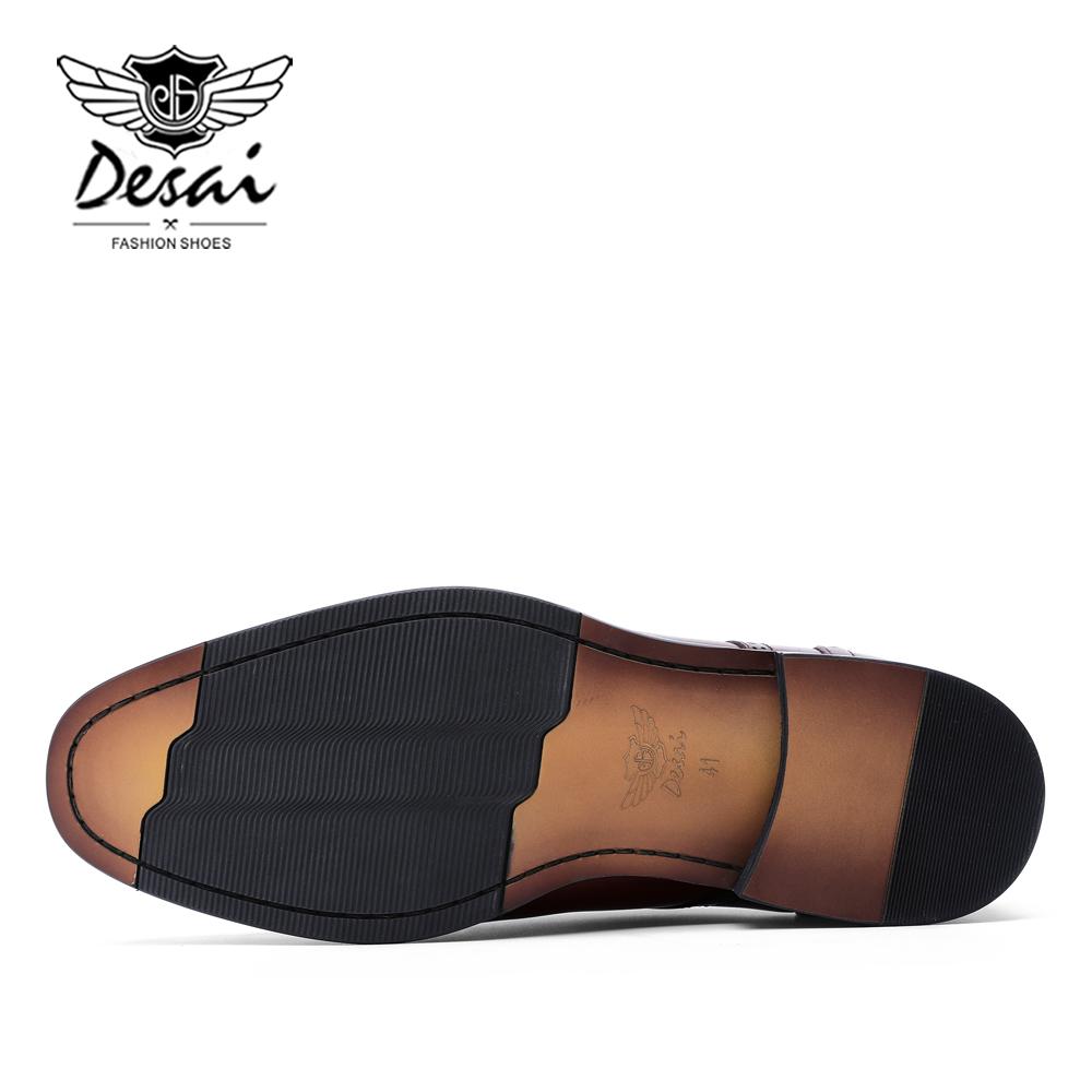 Изображение товара: Мужские официальные туфли DESAI из натуральной кожи, оксфорды для мужчин, итальянские классические туфли 2019, элегантные свадебные туфли ручной работы, броги