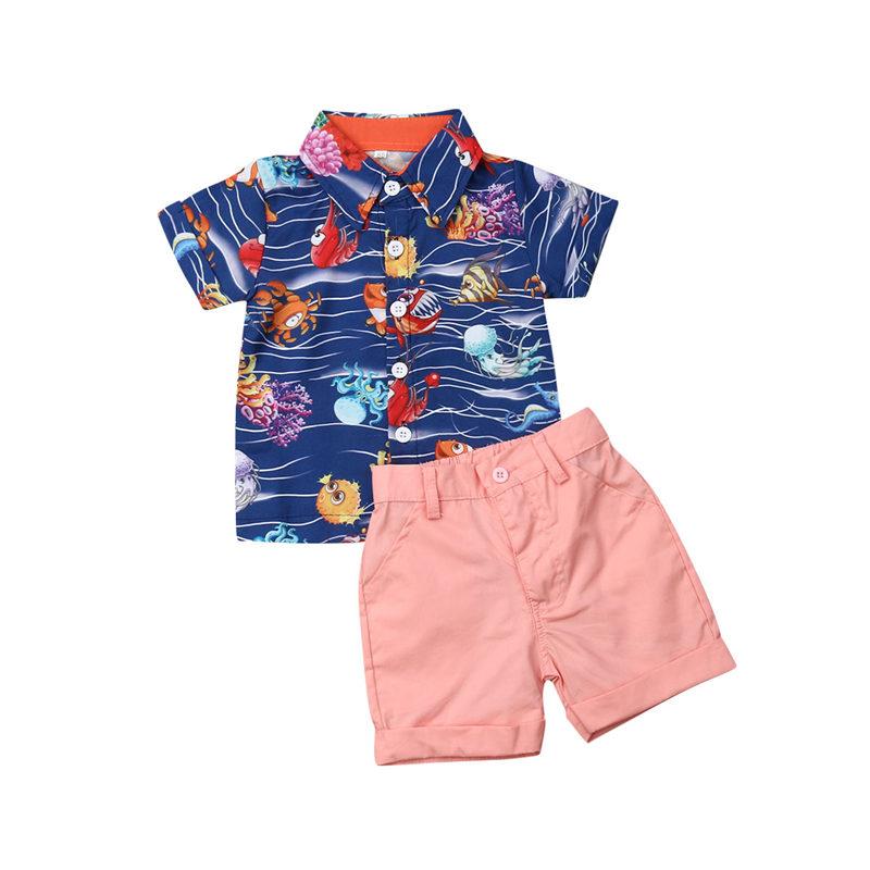 Изображение товара: Комплект детской одежды для мальчиков, рубашка с коротким рукавом и шорты