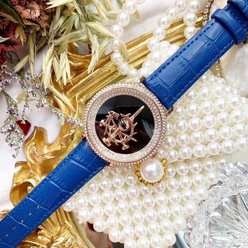 Изображение товара: Дизайнерские новые часы с мечом на удачу для женщин, большие размеры, полностью кристаллы платья, часы, вращающиеся наручные часы, водонепроницаемые часы Montre
