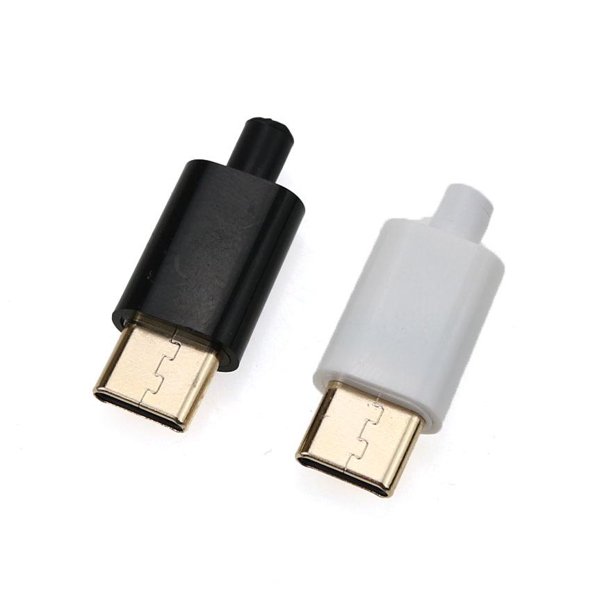 Изображение товара: Cltgxdd Micro TYPE C USB позолоченный Штекерный разъем Штекерный Разъем DIY комплект данных OTG линейный интерфейс DIY кабель для передачи данных аксессуары черный/белый