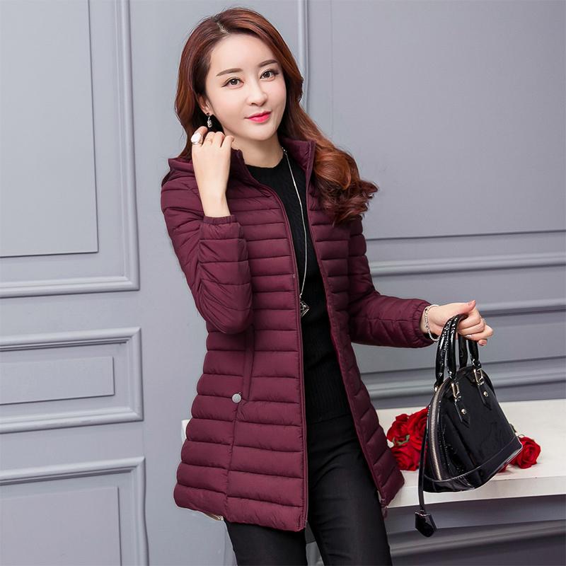 Изображение товара: Зимние женские Оригинальные куртки, новинка 2020, корейское тонкое пальто из хлопка, женская тонкая куртка средней длины с капюшоном