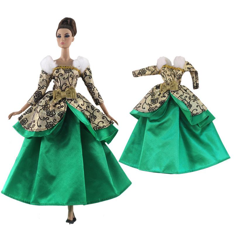 Изображение товара: Модный костюм для кукол Барби, зеленый, красный, золотой костюм, Одежда для кукол Барби, 1/6, аксессуары для кукол, вечерние наряды для кукол Барби