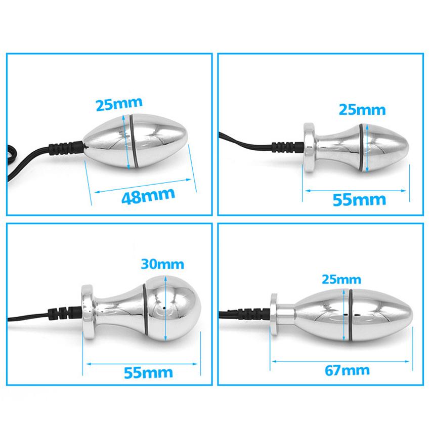 Изображение товара: Электрическим током импульсная металлическая Анальная пробка мужской массажер простаты вагинальная пробка пара секс-игрушка секс-шоп массажер простаты пара