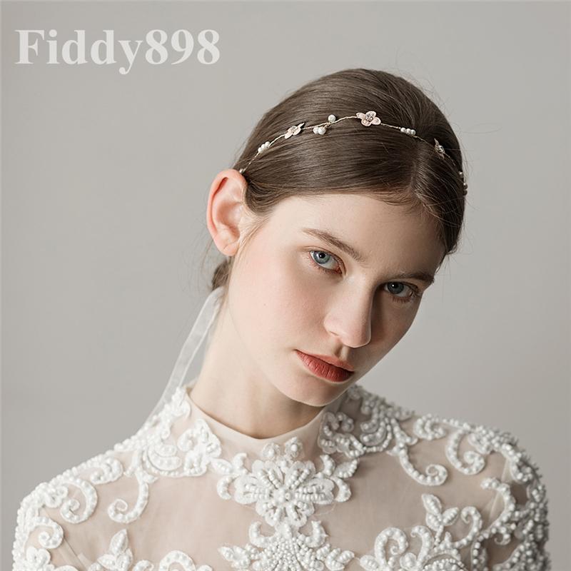 Изображение товара: Модная свадебная повязка Стразы с цветами свадебные аксессуары для волос ручной работы жемчуг свадебные украшения для волос HD70