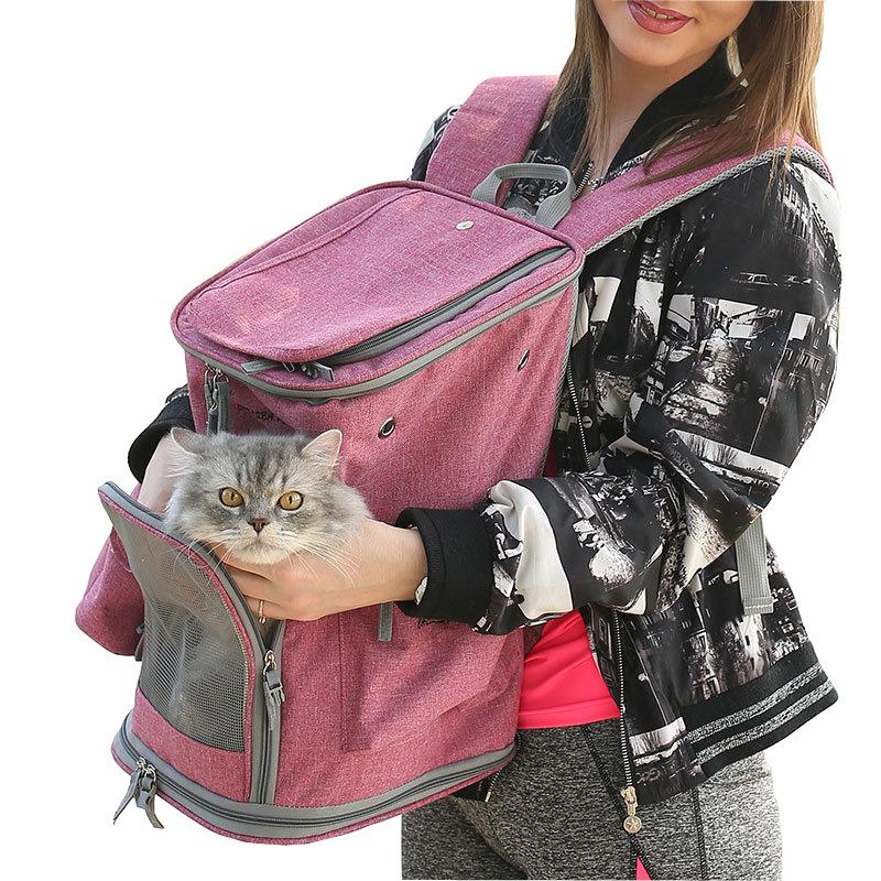 Изображение товара: Портативный складной дышащий рюкзак для домашних животных Оксфорд Лен среднего размера Кошка маленькая собака на открытом воздухе комплект сумка собака рюкзак кошка собака Перевозчик