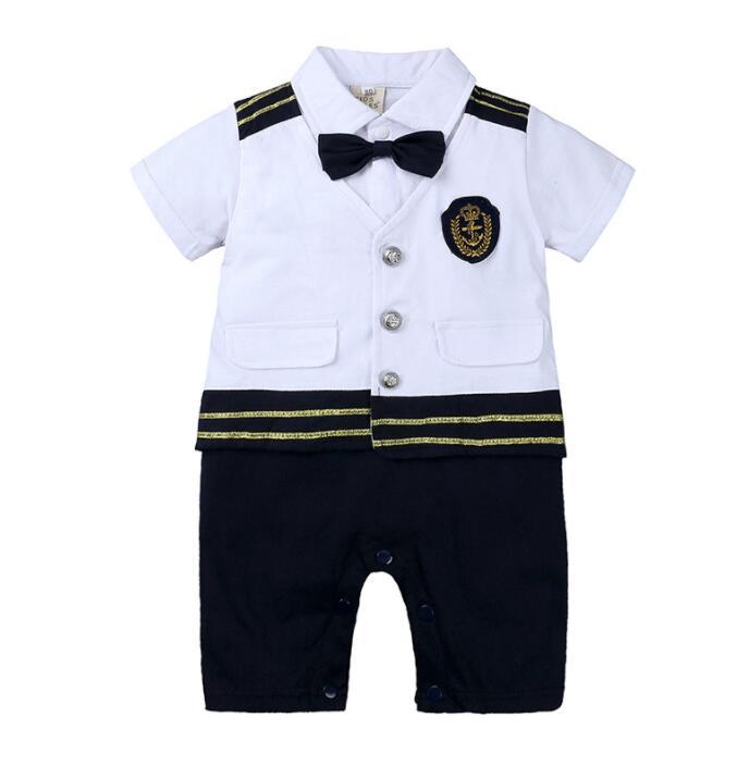 Изображение товара: Детская летняя одежда для мальчиков и девочек, детская одежда для скалолазания, комбинезон для мальчиков, синяя шапка с коротким рукавом, рубашка, Детский комбинезон для новорожденных