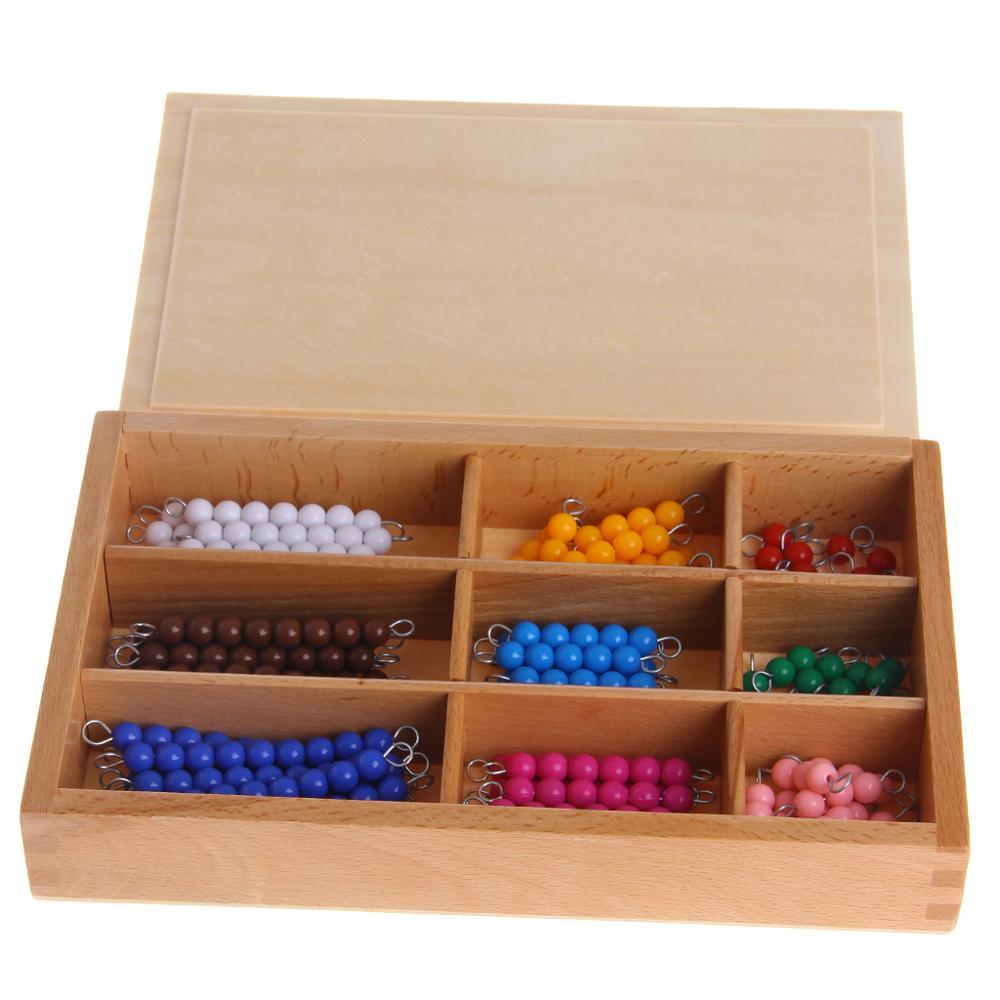 Изображение товара: Материалы по математике Монтессори, 1-9 бусин в деревянной коробке, игрушка для раннего дошкольного возраста