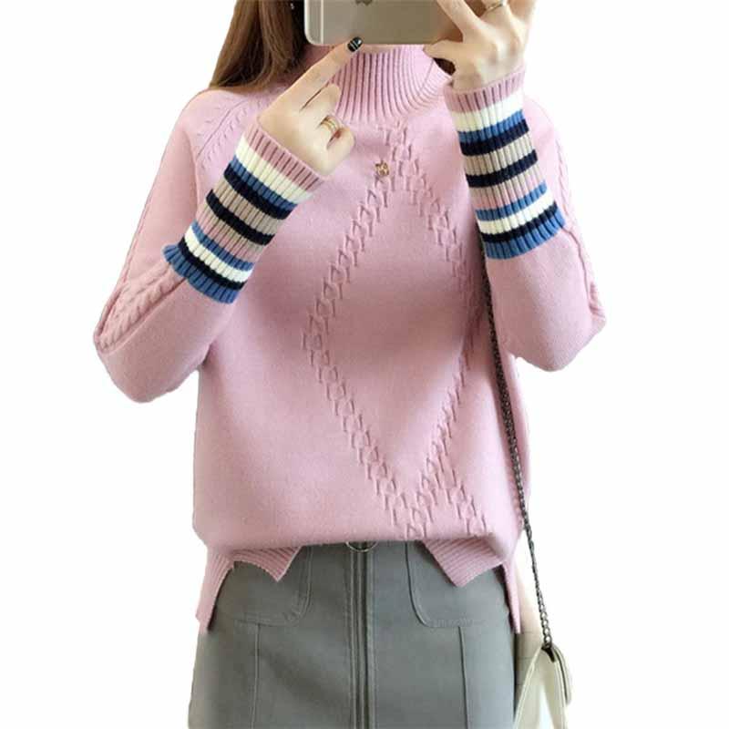 Изображение товара: Женский шерстяной свитер с высоким воротником, утепленный пуловер с длинным рукавом, G505, весна-осень-зима 2019