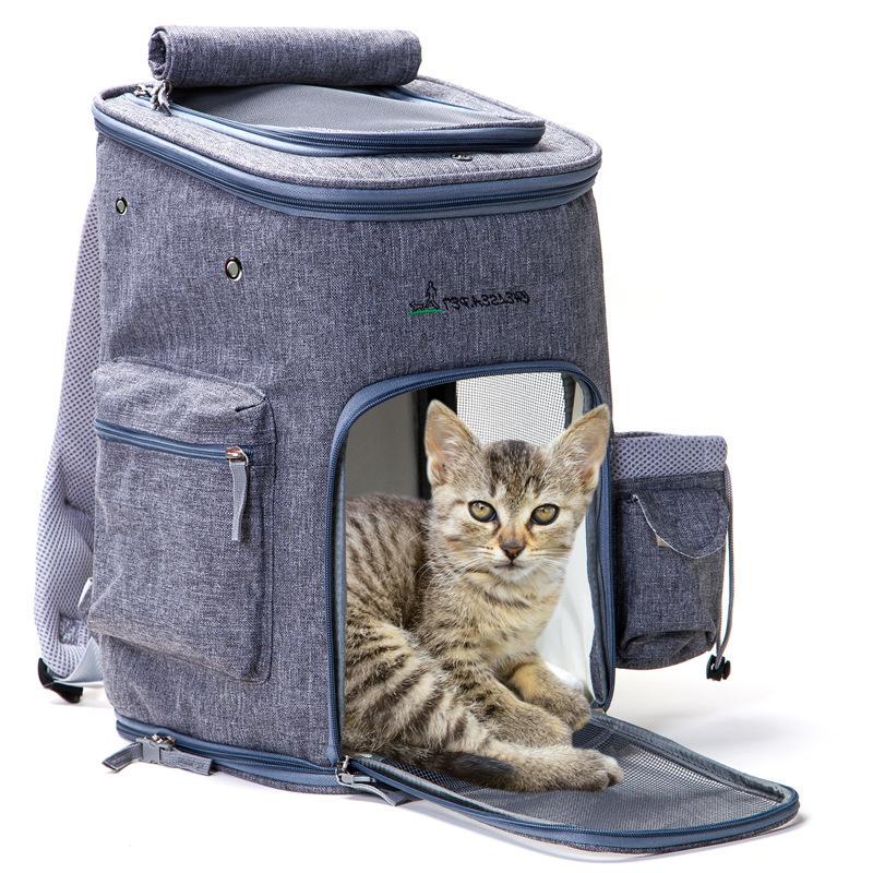 Изображение товара: Портативный складной дышащий рюкзак для домашних животных Оксфорд Лен среднего размера Кошка маленькая собака на открытом воздухе комплект сумка собака рюкзак кошка собака Перевозчик