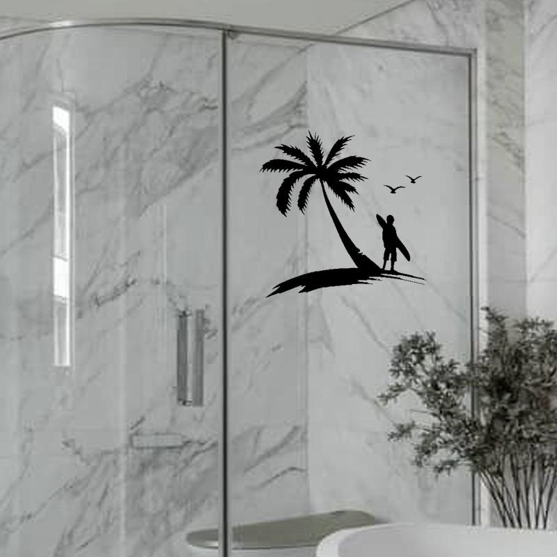 Изображение товара: YOJA 27x27 см; Стильная Ванная комната украшения пляжных узор наклейки на стены дома Стикеры G2-0297