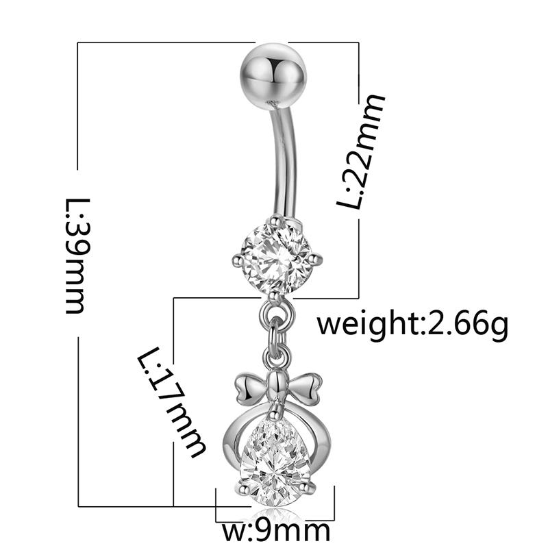 Изображение товара: Новинка 2019, модное циркониевое кольцо для пупка, кольцо из нержавеющей стали с бантом, пирсинг для пупка, Ювелирное Украшение для тела