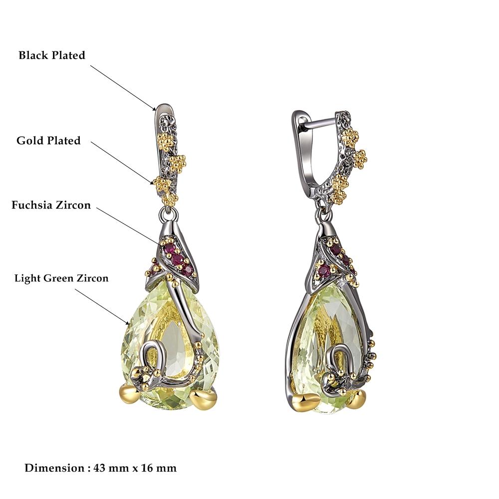 Изображение товара: Винтажные женские комплекты ювелирных изделий для помолвки, черный, золотой цвет, зеленое ожерелье, серьги, свадебный подарок, дропшиппинг