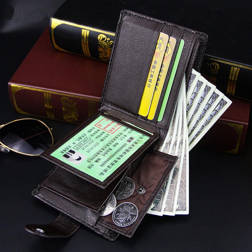 Изображение товара: Мужской кошелек, клатч, короткий кошелек с застежкой, мужской кожаный футляр, тонкий кошелек