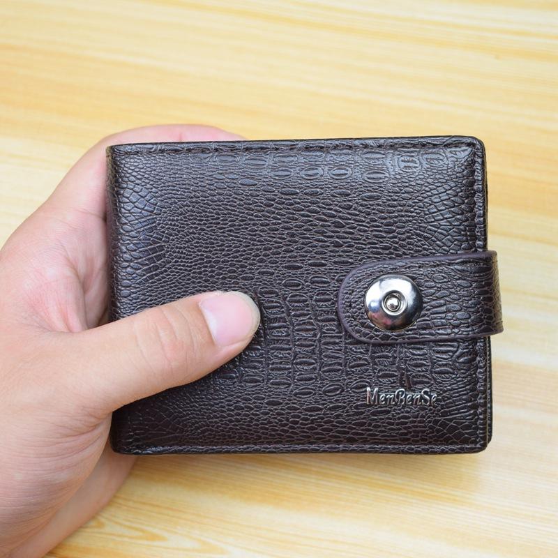 Изображение товара: Мужской кошелек, клатч, короткий кошелек с застежкой, мужской кожаный футляр, тонкий кошелек
