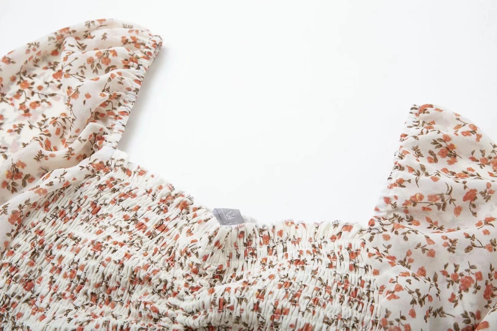 Изображение товара: Женская рубашка в стиле ретро, короткая плиссированная блузка в дворцовом стиле с квадратным вырезом, Топ с длинным рукавом в европейском и американском стиле, H9183, на лето