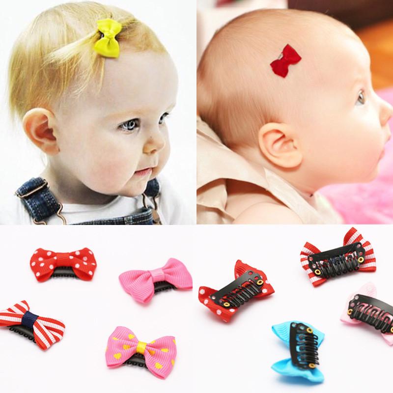 Изображение товара: New 10Pcs/Pack newborn Baby Girls Scarce hair Lovely BB Clips Bowknot Hairpin Kid Hair Accessories Children mini Hair clip