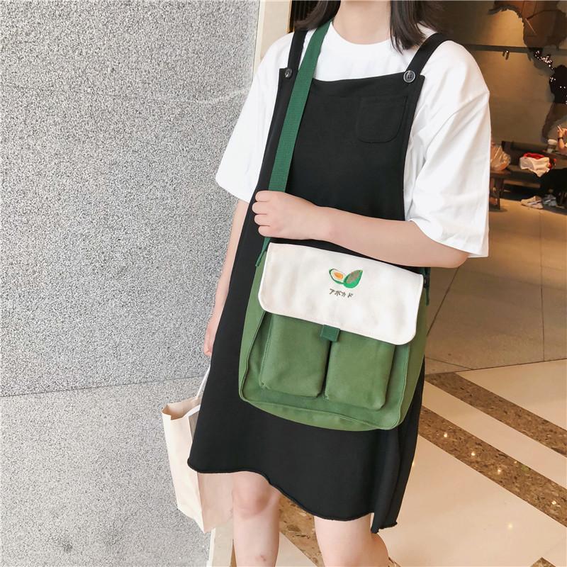 Изображение товара: 2019 модная холщовая женская сумка в японском стиле, женская сумка на одно плечо, сумки-тоуты, сумки-мессенджеры, женская сумка-мешок, простой стиль