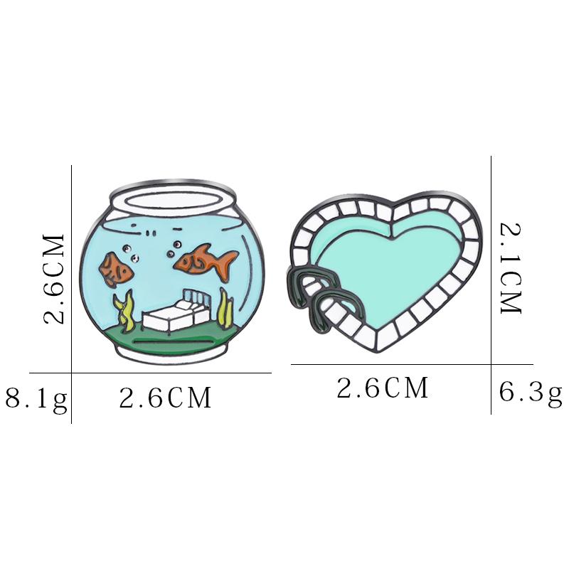 Изображение товара: Садок для рыбы Бумага лодка эмали штырь сердце бассейн значок нагрудный знак брошь джинсовая рубашка воротником и мультипликационным принтом ювелирные изделия, Детские кубики, подарки для детей, друга