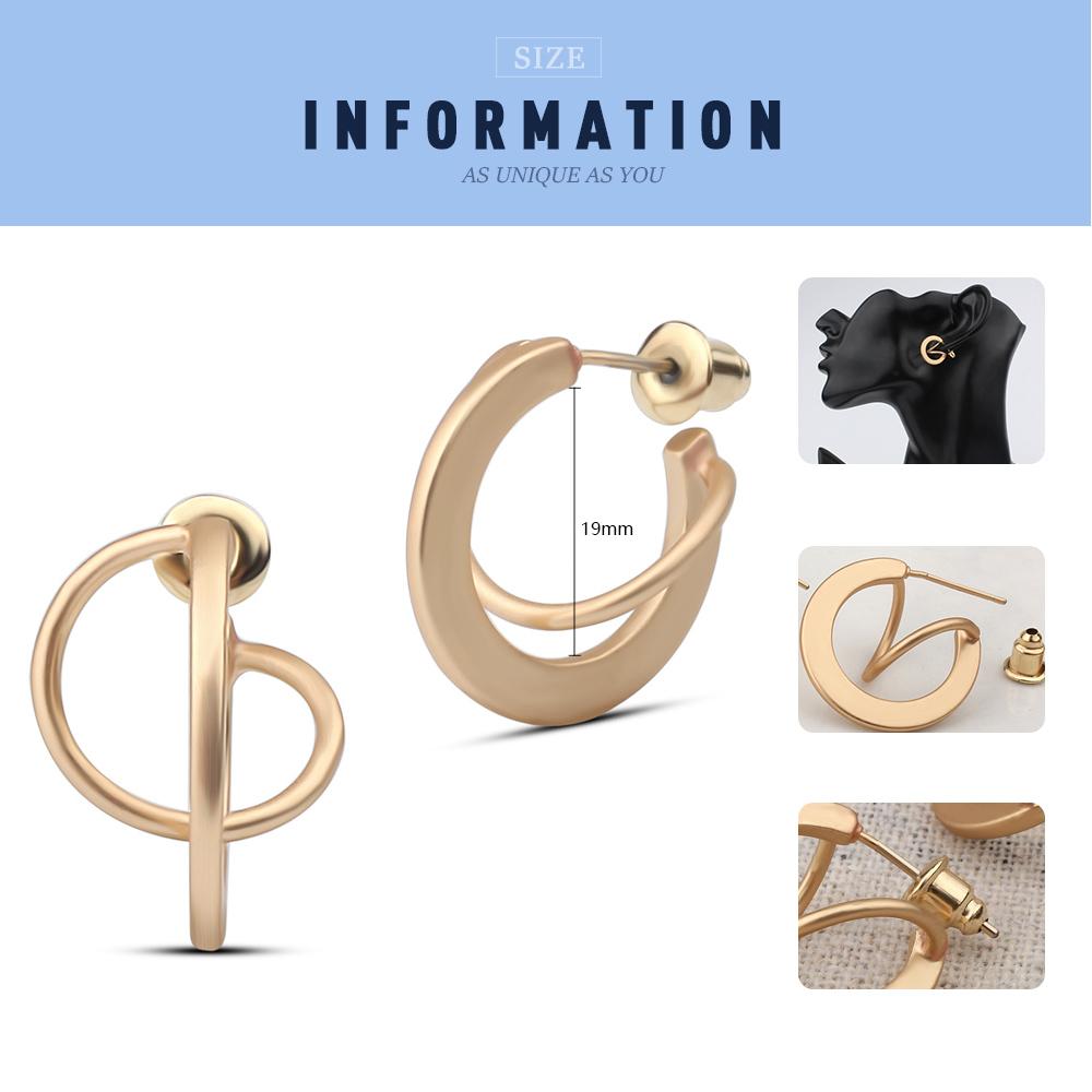 Изображение товара: Модные корейские круглые серьги FINE4U E101, медные геометрические серьги-гвоздики для женщин, эффектные ювелирные изделия