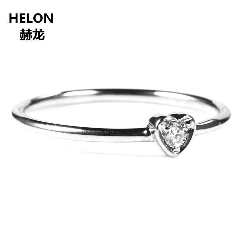 Изображение товара: Женское Обручальное кольцо с сердцем, обручальное кольцо из белого золота 10 к с натуральными бриллиантами