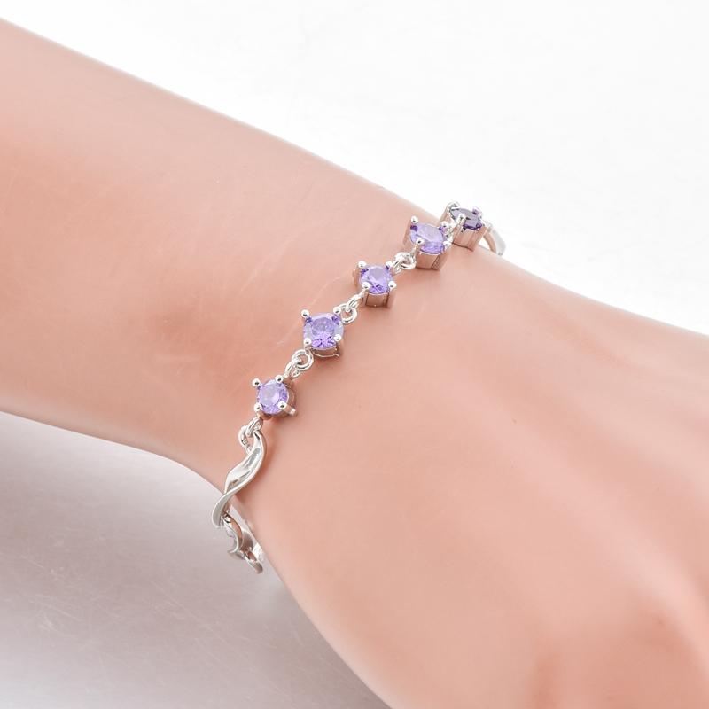 Изображение товара: ATTRACTTO S925 фиолетовые браслеты ручной работы и браслеты шармы для женщин Браслеты Дружба Кристалл браслет с кнопками SBR190139