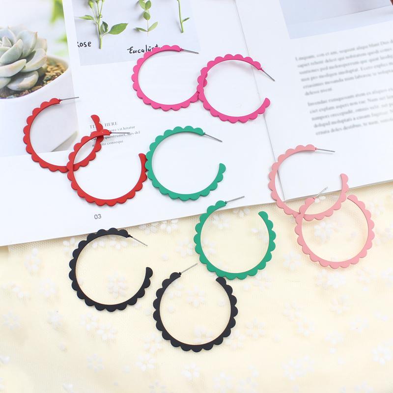 Изображение товара: Модные большие круглые серьги-кольца GDHY в стиле бохо, 6 видов цветов, круглые серьги-петли для женщин, ювелирные изделия, женские серьги