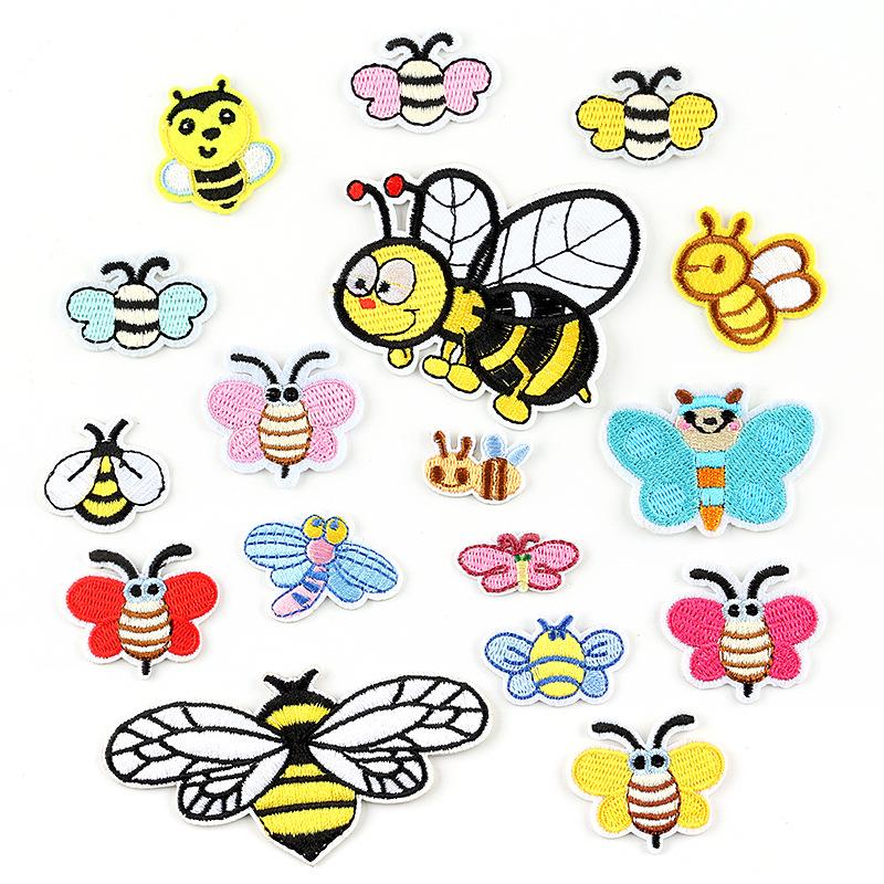 Изображение товара: Мультяшные наклейки на одежду для детей, декоративная вышивка «сделай сам», нашивка с животными, пчелами, бабочками, наклейки на одежду