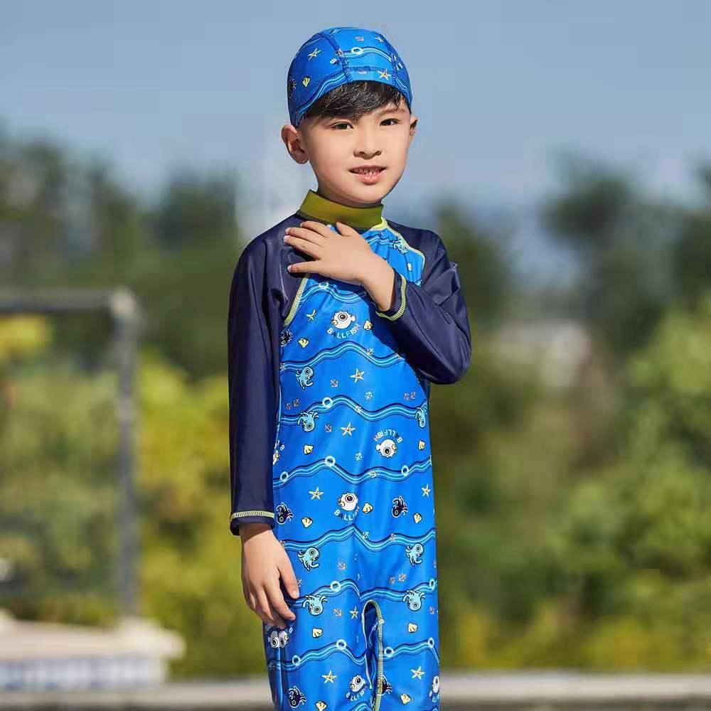 Изображение товара: Детский слитный купальник с длинным рукавом для мальчиков, купальный костюм для детей, одежда для серфинга