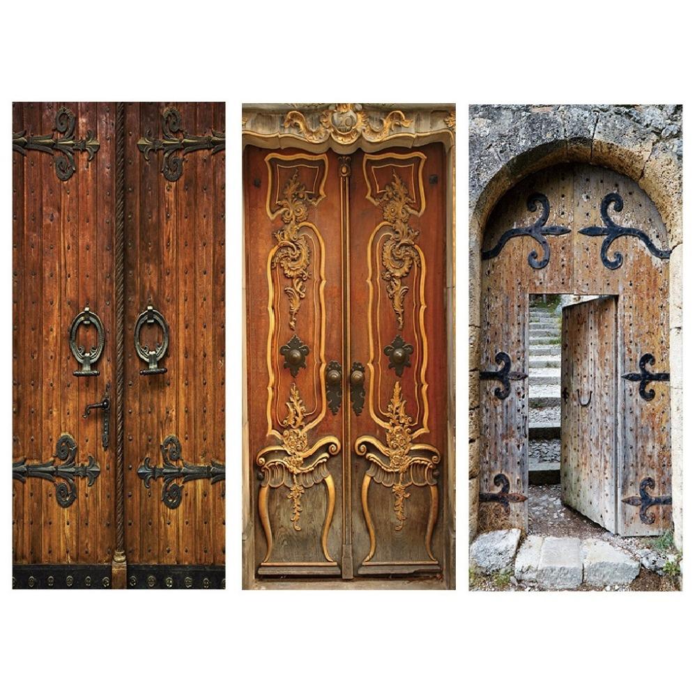Изображение товара: Классические винтажные деревянные дверные фрески, настенные дверные наклейки, дверные наклейки, Настенные обои «сделай сам» для дома