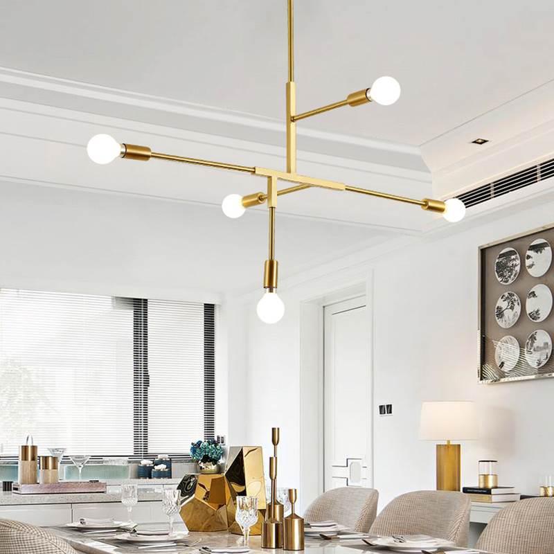 Изображение товара: Современный простой подвесной светильник LukLoy, лампа E27 золотого цвета для гостиной, спальни, кухни, Светодиодная лампа накаливания