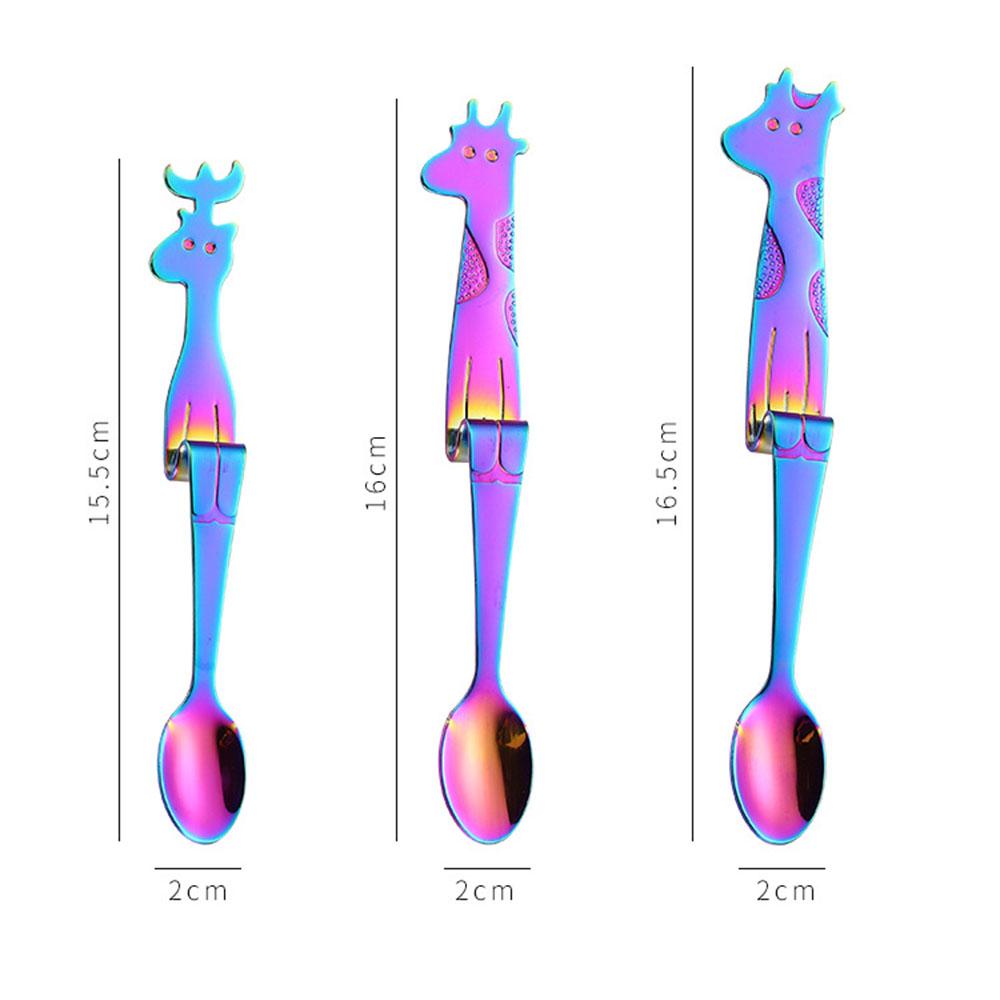 Изображение товара: 3 Размеры/комплект 304 Нержавеющая сталь Кофе совки Творческий Жираф Чай ложки Десертная Ложка питьевой инструменты чашки Кухня аксессуары