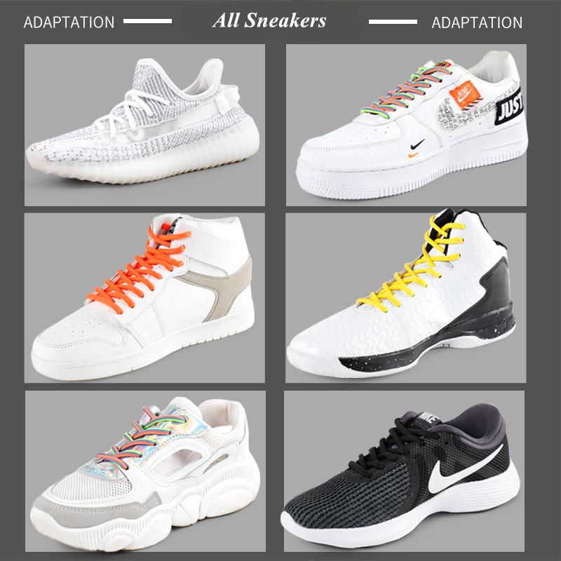 Изображение товара: 2022 новые стильные белые шнурки для обуви 100 см/120 см/140 см/160 см, круглые радужные шнурки, шнурки Marten, толстые шнурки для обуви AJ, кроссовки