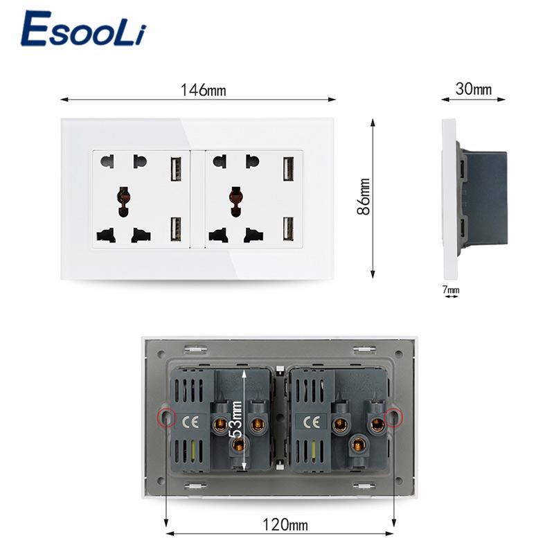 Изображение товара: Розетка стеновая Esooli универсальная с 5 отверстиями и 4 USB-портами