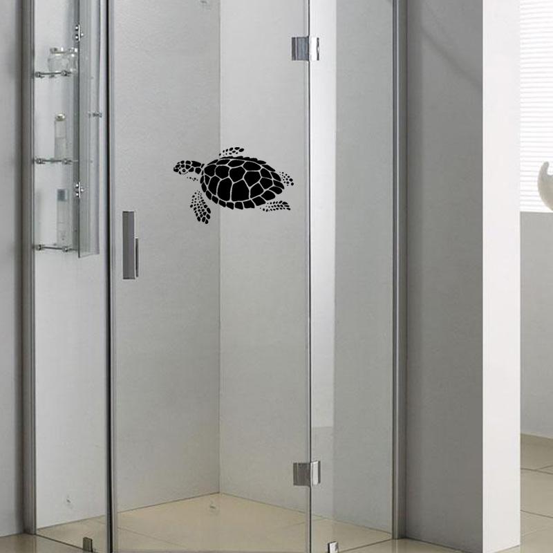 Изображение товара: YOJA 18x29,5 см красивый морская черепаха наклейки на стену украшенный дом Ванная комната Стекло наклейки G2-0166