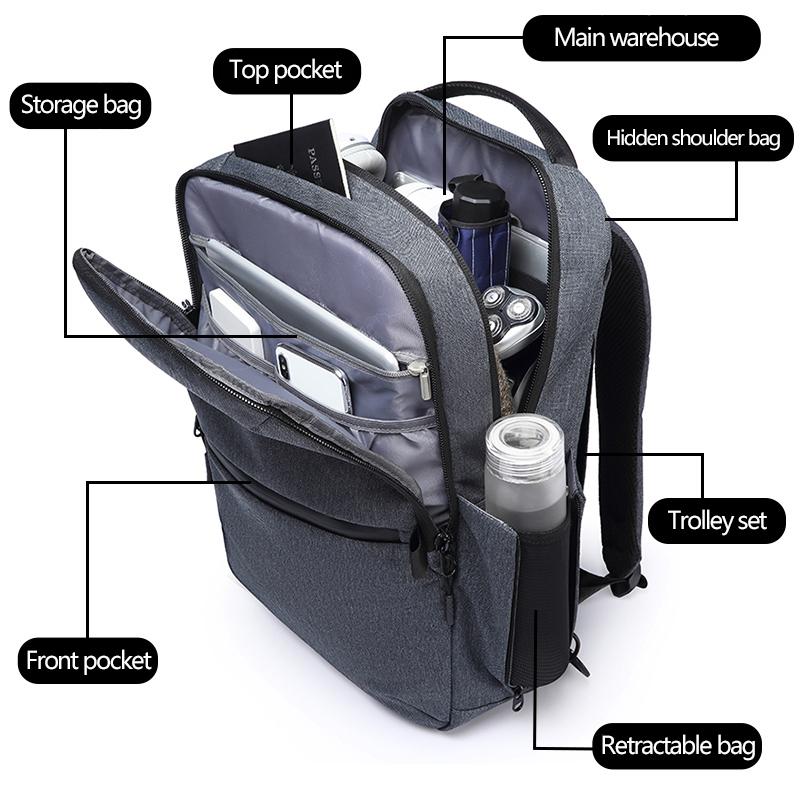 Изображение товара: Мужской деловой рюкзак 15,6 дюйма с защитой от кражи, водонепроницаемый портативный рюкзак для ноутбука 17 дюймов, Подростковая сумка на плечо для студентов