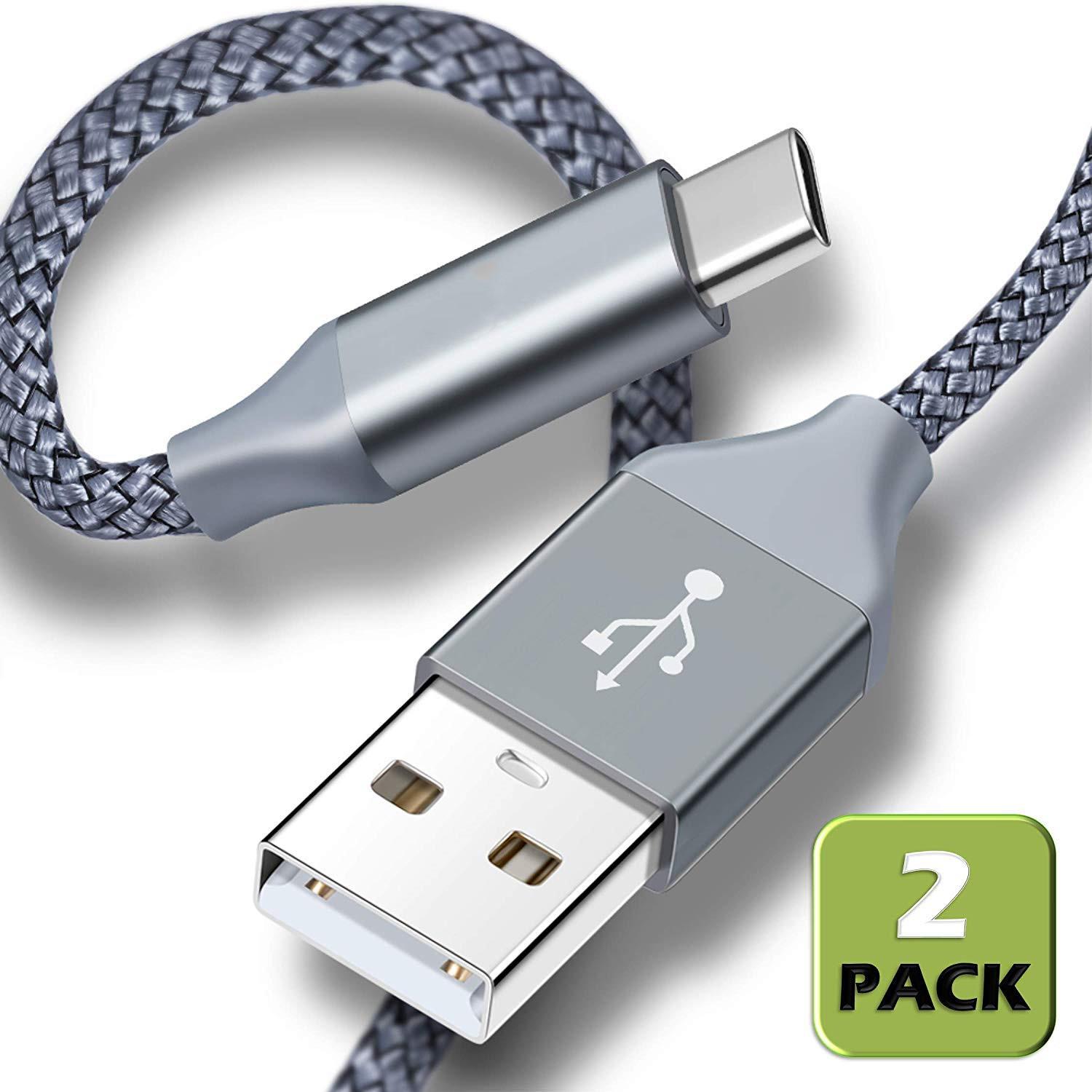 Изображение товара: Кабель USB Type-C/USB A (6,6 футов, 2 упаковки), нейлоновый плетеный кабель для быстрой зарядки, для Samsung Galaxy S9, S8