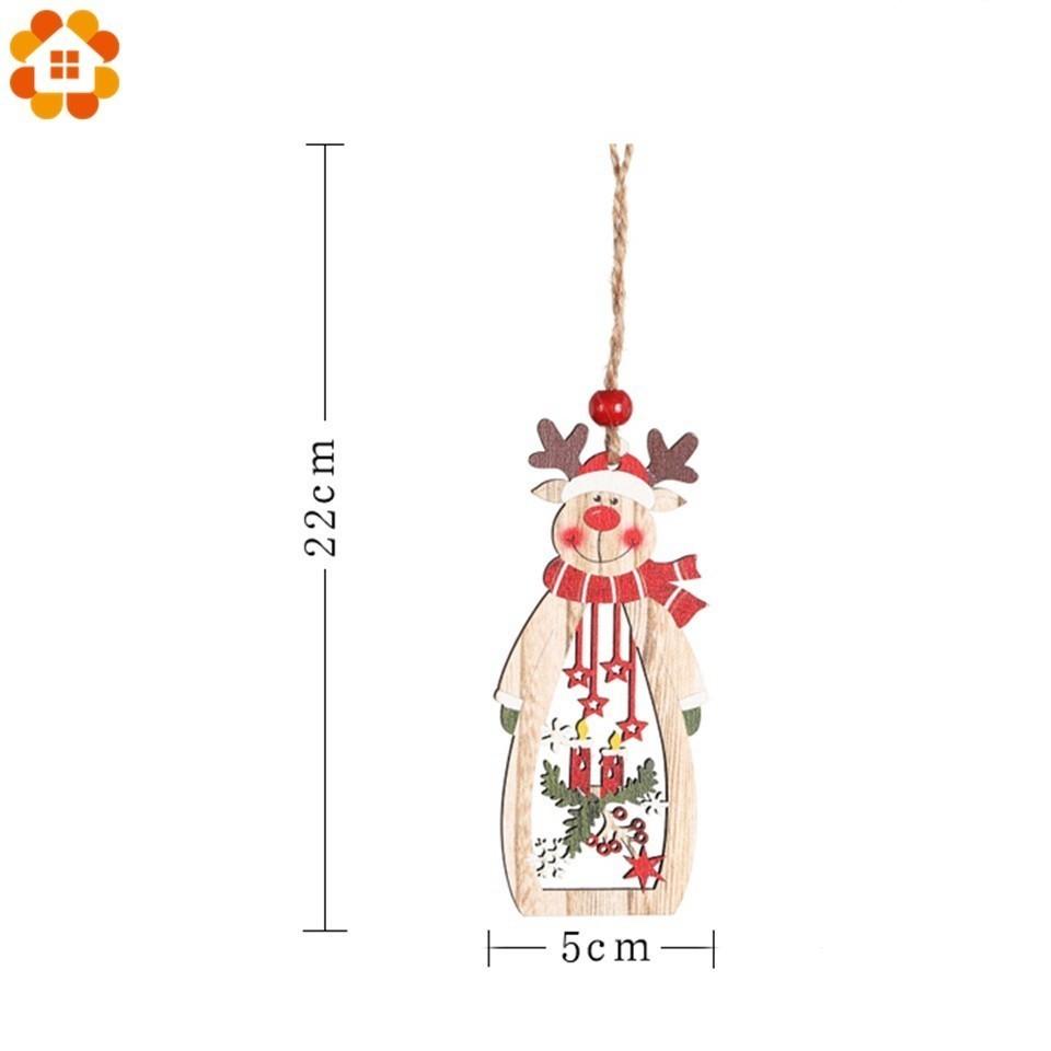 Изображение товара: Деревянная подвеска для новогодней елки в виде деда мороза, снеговика, оленя, машины, 3 шт./компл.