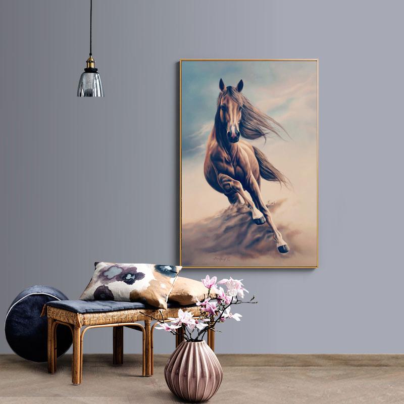 Изображение товара: Картина маслом с абстрактным животным на холсте, постеры и принты, картина с лошадью для гостиной, Декор без рамки