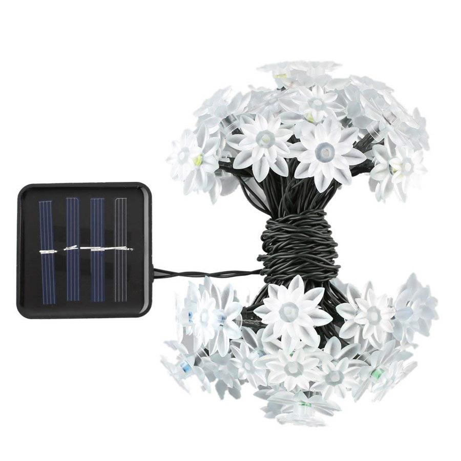 Изображение товара: Уличная гирлянсветильник с солнечной батареей, светодиодная лампа с цветком лотоса, декоративсветильник для сада, Декорации для забора, 7 м, 50 светодиодов
