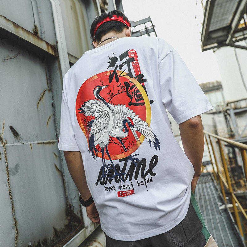 Изображение товара: Крутая футболка, Мужская футболка в стиле Хай-стрит, футболка в стиле хип-хоп, мужская и женская летняя блузка, китайская Повседневная Свободная футболка с принтом дьявола, уличная одежда