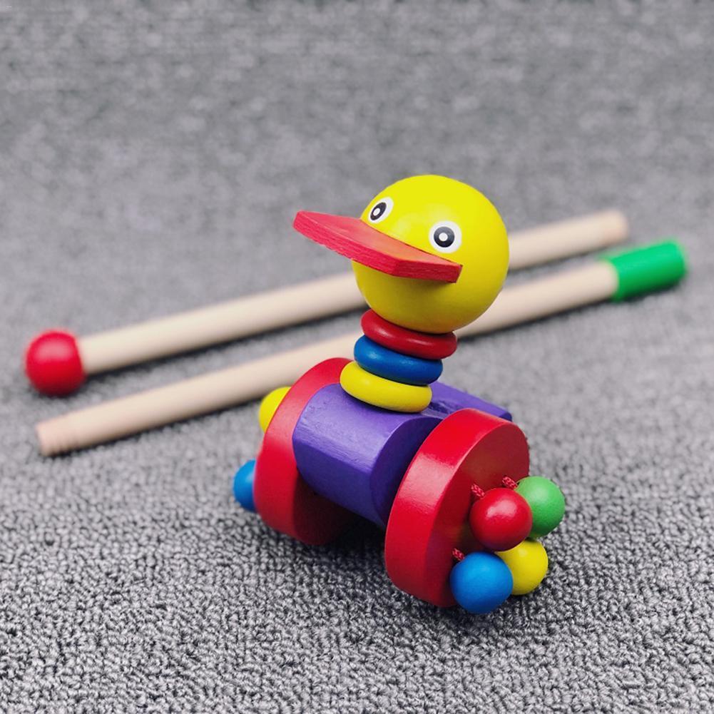 Изображение товара: Игрушка-брелок для детей, утка из мультфильма, деревянная тележка, Обучающие игрушки, детская игрушка для активного отдыха, коляска для малыша