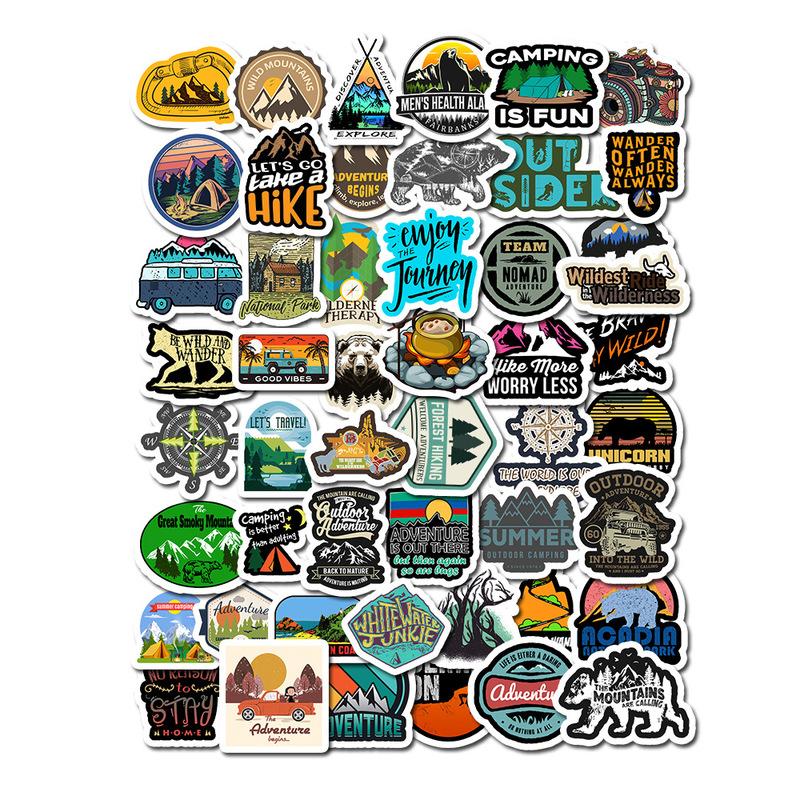 Изображение товара: 50 Кемпинг туристические наклейки пустыне приключения на открытом воздухе пейзаж Водонепроницаемый наклейка 