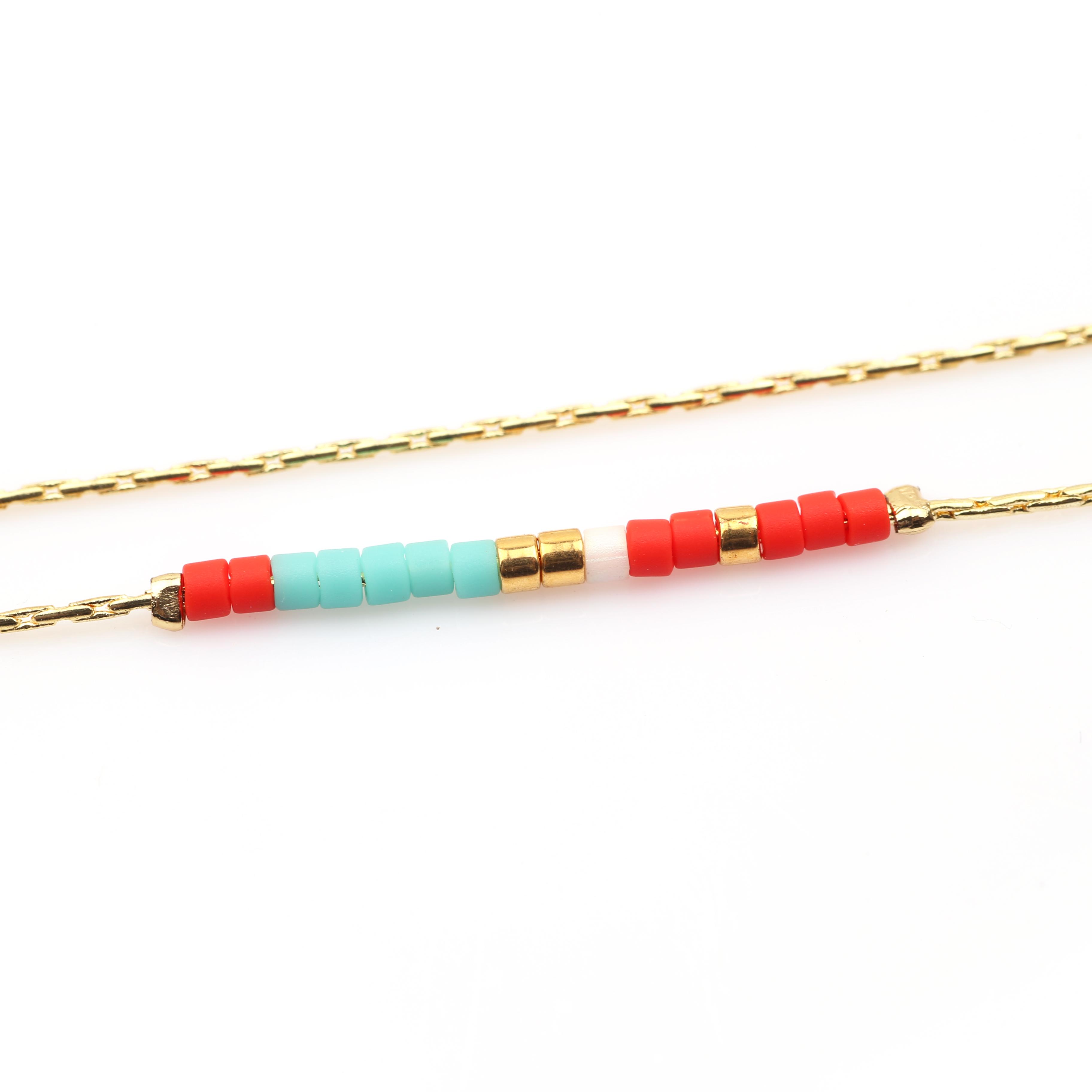 Изображение товара: Тонкие двухслойные Miyuki браслеты для женщин Delica цвет бисер кристаллы браслет регулируемое золото, змея кости звено цепи ювелирные изделия