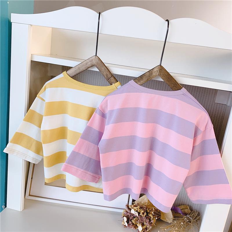 Изображение товара: Осенние детские рубашки унисекс повседневные топы в Корейском стиле в полоску с длинными рукавами для девочек и мальчиков хлопковые футболки для малышей, новое поступление