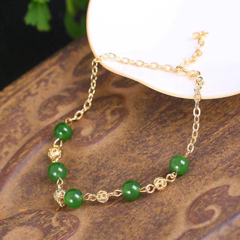 Изображение товара: Оптовая продажа JoursNeige зеленый натуральный камень браслет круглый шарик с аксессуарами браслеты счастливый для женщин классный браслет ювелирные изделия