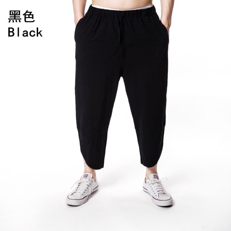 Изображение товара: Оптовая продажа 2019 летние мужские однотонные спортивные брюки из конопляного хлопка мужские корейские свободные повседневные мужские брюки