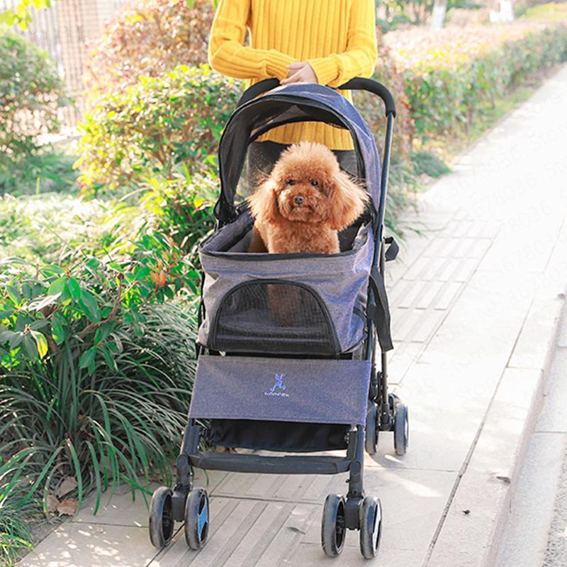 Изображение товара: Прогулочная коляска для домашних животных, легкая складная тележка для маленьких кошек, сверхкачественная компактная портативная