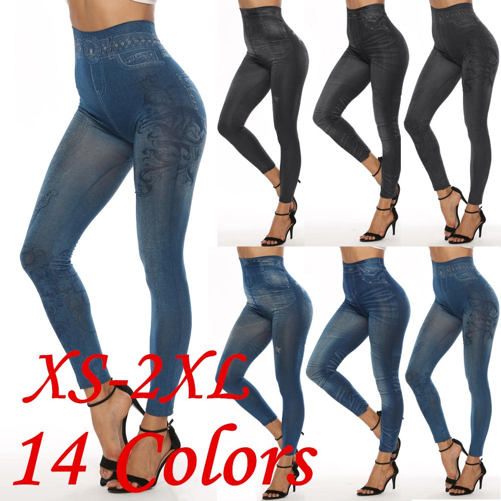 Изображение товара: Женские джинсовые леггинсы с ложным карманом, 14 цветов