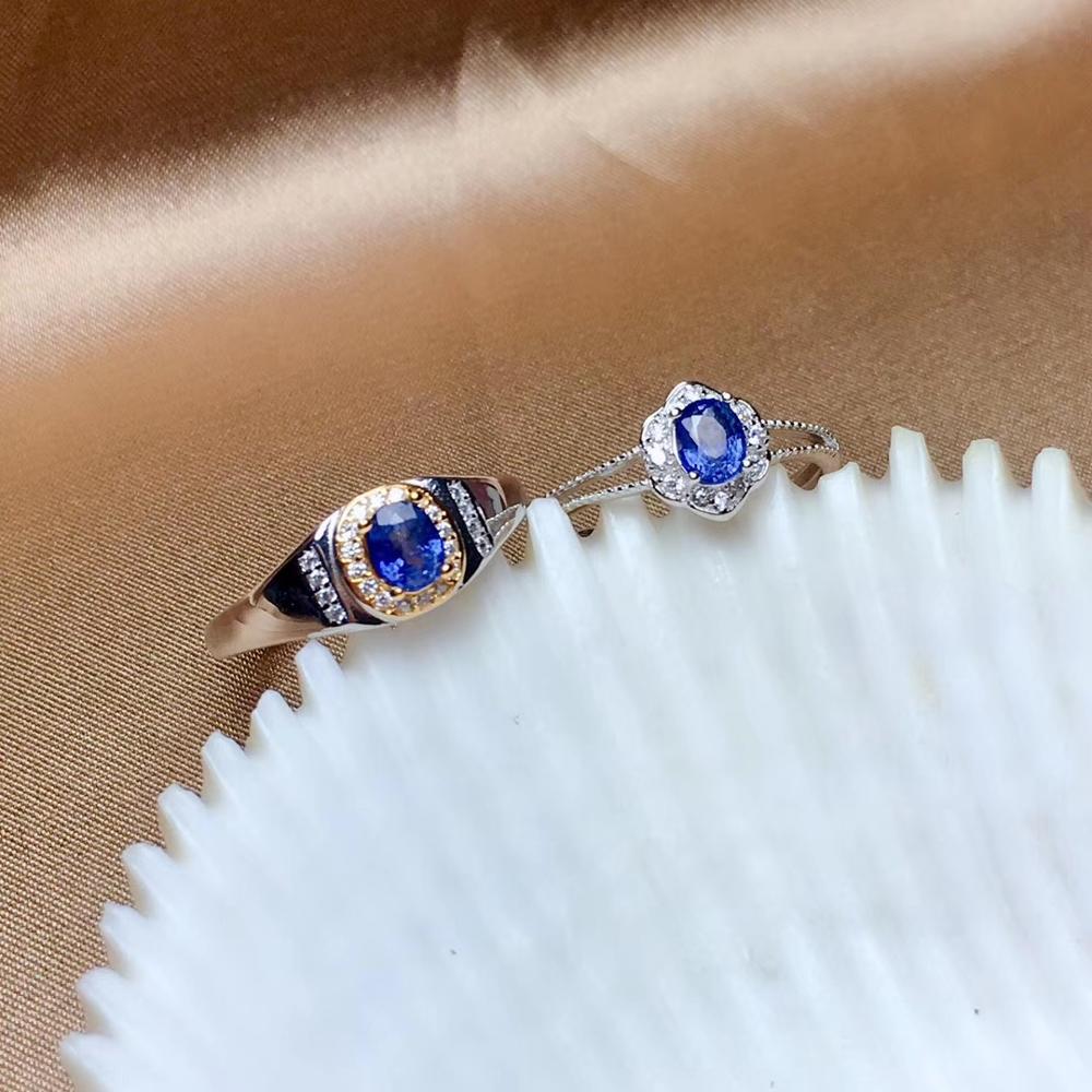 Изображение товара: Парное кольцо с натуральным топазом, кольцо из настоящего серебра, кольцо с драгоценным камнем синего цвета на День святого Валентина, Подарок на годовщину